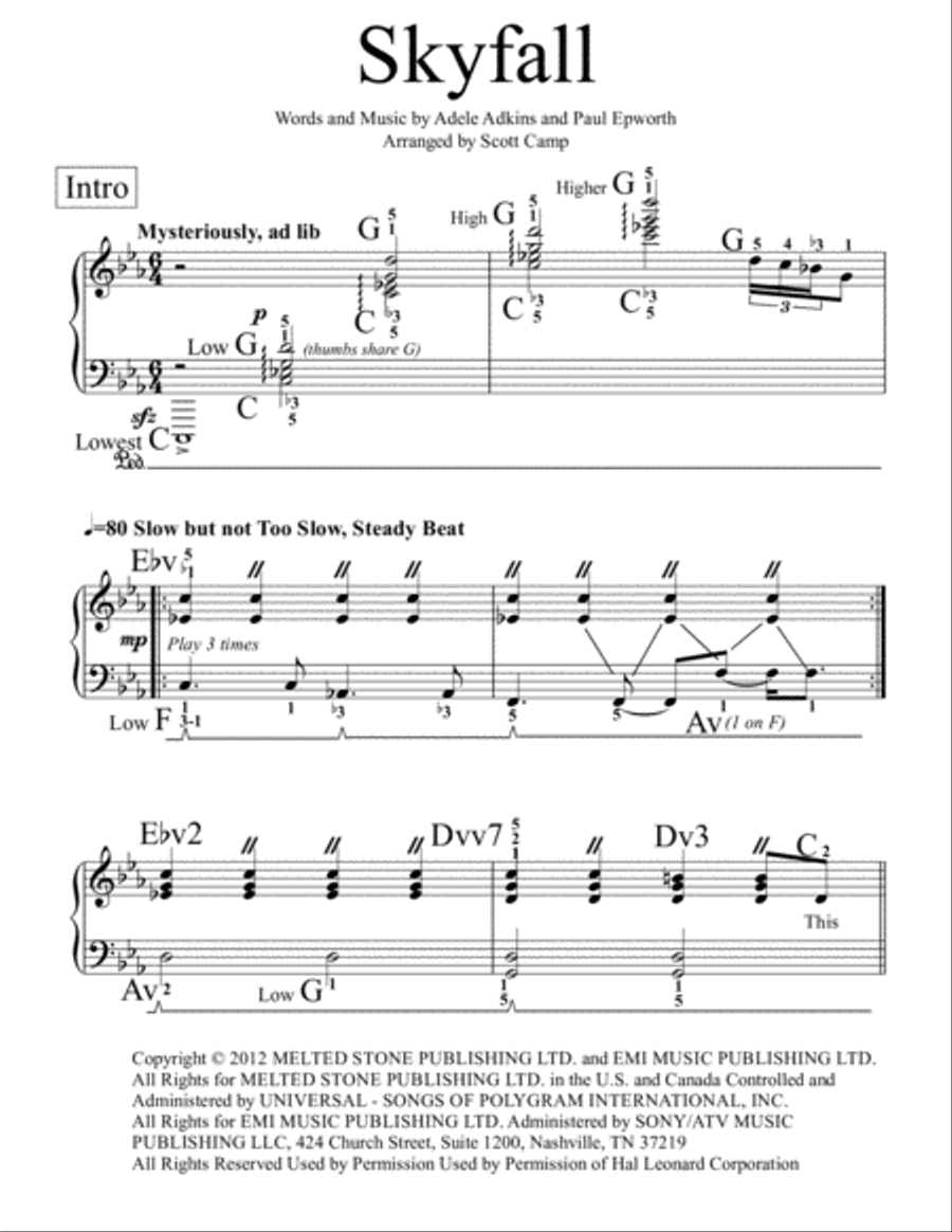 Skyfall Piano Solo scores gallery preview page 1