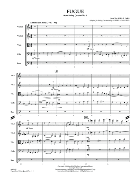 Fugue from String Quartet No. 1 - Conductor Score (Full Score)
