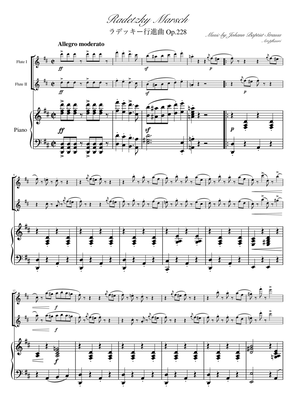 "Radetzky Marsch" (Ddur) Piano trio / flute duet