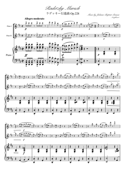 "Radetzky Marsch" (Ddur) Piano trio / flute duet image number null
