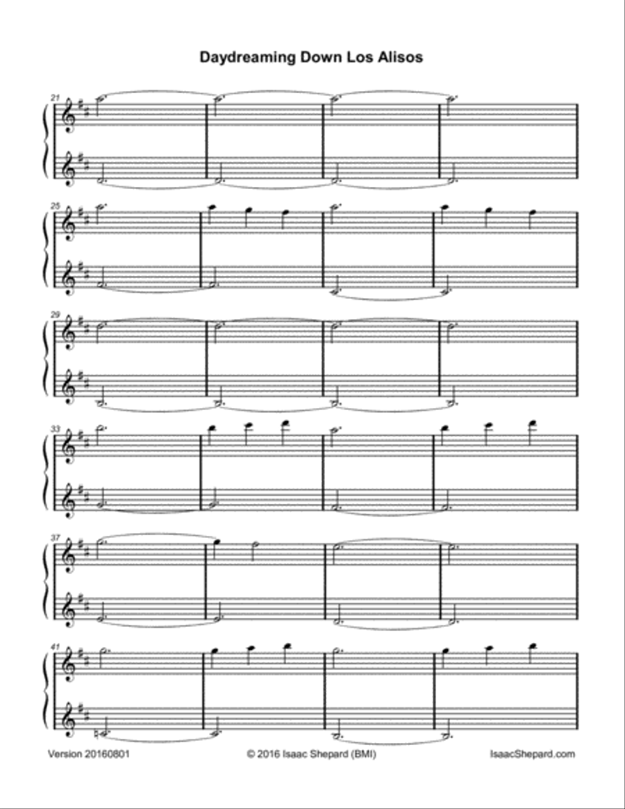 Daydreaming Down Los Alisos Piano Solo scores gallery preview page 3
