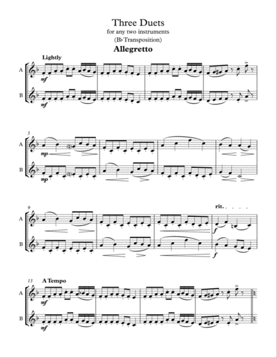Three Contrasting Duets - For Any Two Wind Instruments (Bb Transposition) Woodwind Ensemble scores gallery preview page 2