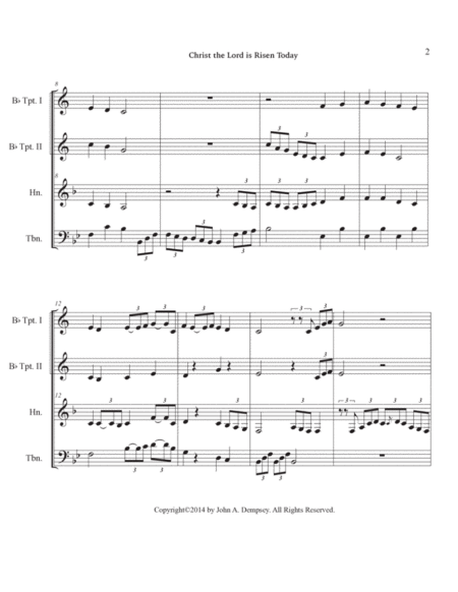Christ the Lord is Risen Today (Brass Quartet): Two Trumpets, Horn in F and Trombone image number null
