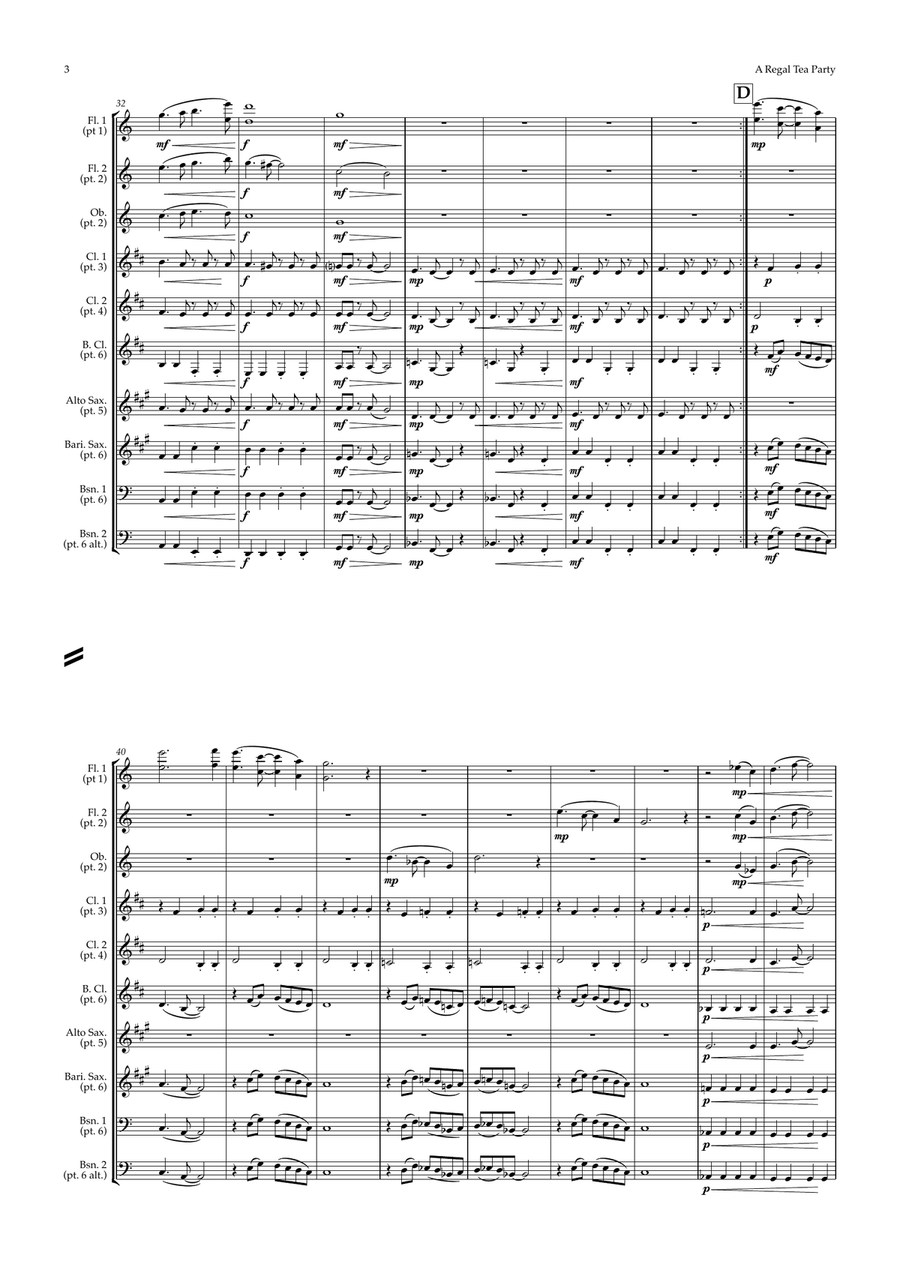 A Regal Tea Party (school/training ensemble) Woodwind Ensemble scores gallery preview page 3
