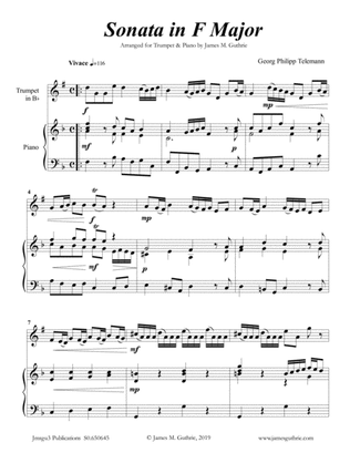 Book cover for Telemann: Sonata in F Major for Trumpet & Piano
