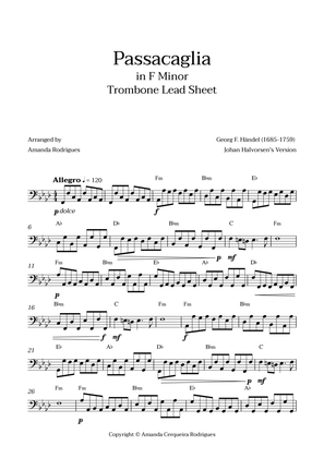 Passacaglia - Easy Trombone Lead Sheet in Fm Minor (Johan Halvorsen's Version)