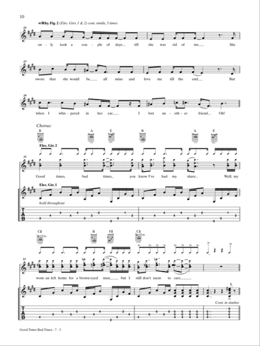 Good Times, Bad Times Good Times, Bad Times Guitar Tablature scores gallery preview page 3