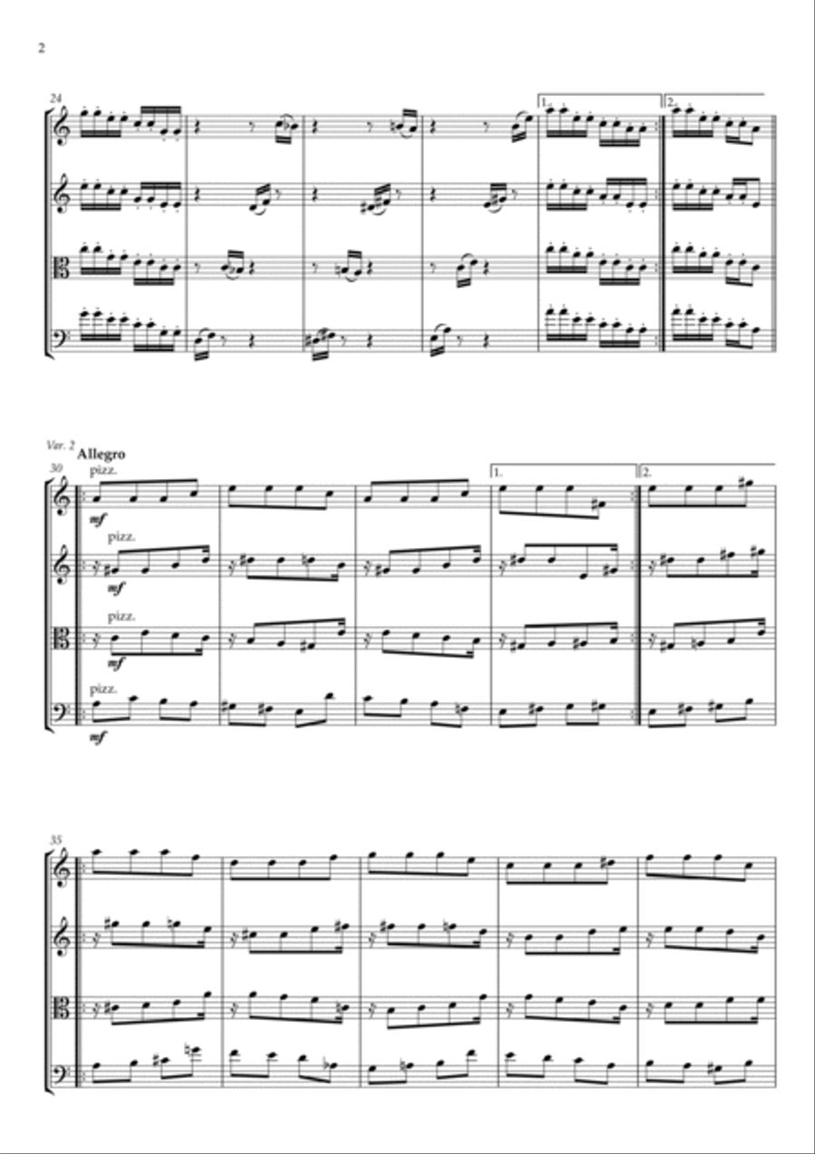 Variations on a Theme by Paganini String Quartet scores gallery preview page 2