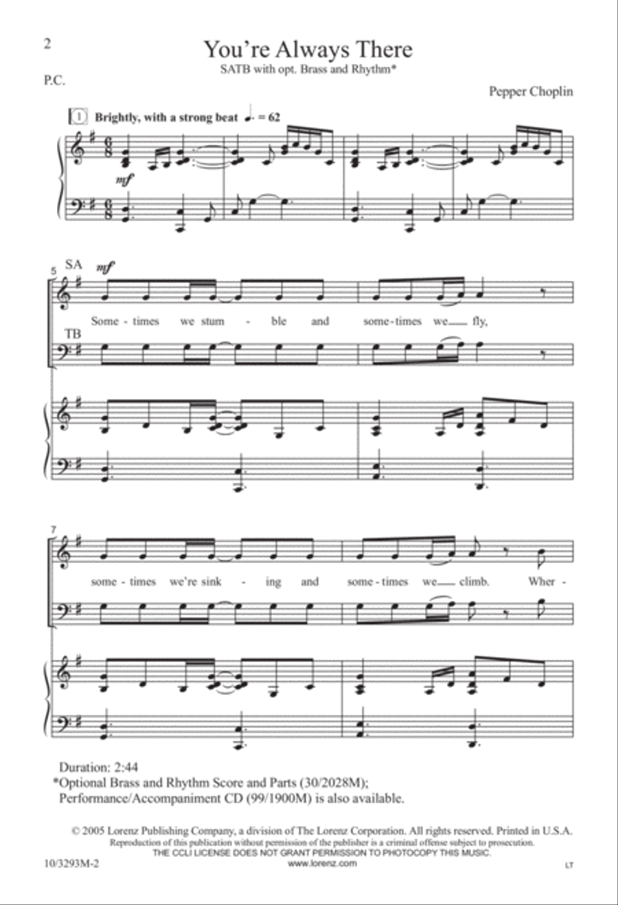 You're Always There 4-Part scores gallery preview page 2