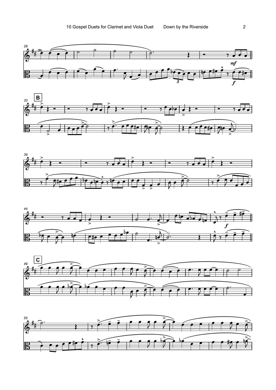 10 Gospel Duets for Clarinet and Viola Clarinet scores gallery preview page 4