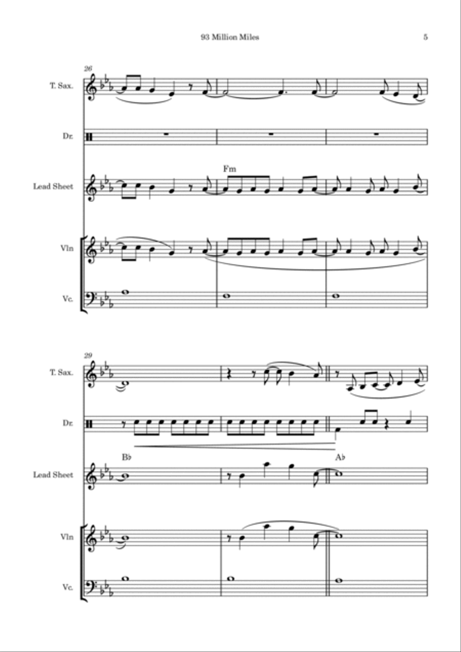 93 Million Miles Tenor Saxophone scores gallery preview page 5