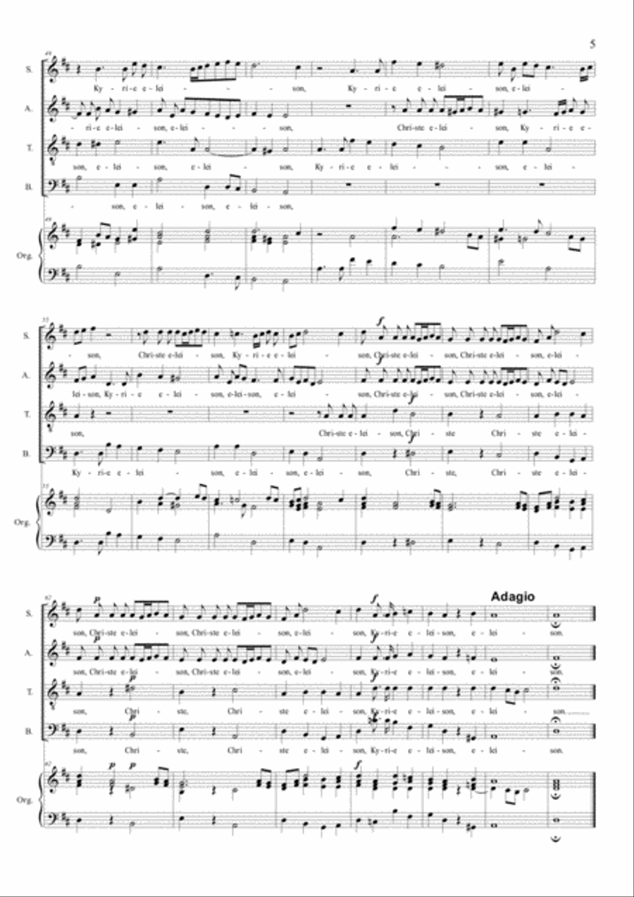 MISSA IN D MAJOR - Albrechtsberger J.G. - For SATB Choir and Organ - With all separate parts 4-Part scores gallery preview page 5