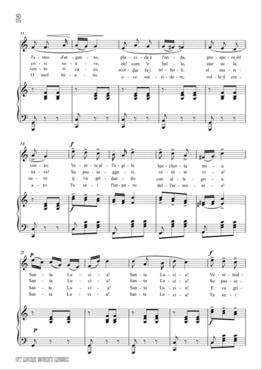 Louis-Santa Lucia in C Major,for Voice and Piano Voice Solo scores gallery preview page 4