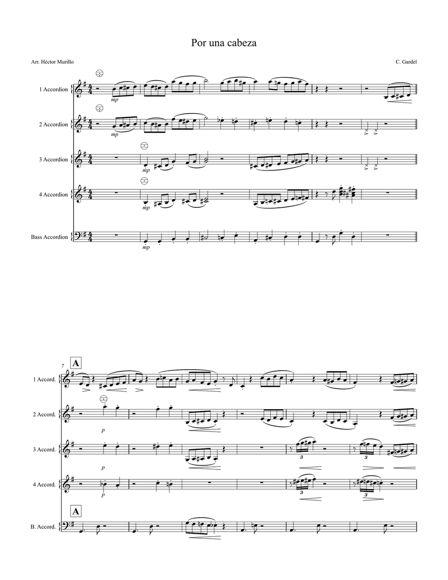 Por una cabeza Small Ensemble scores gallery preview page 1