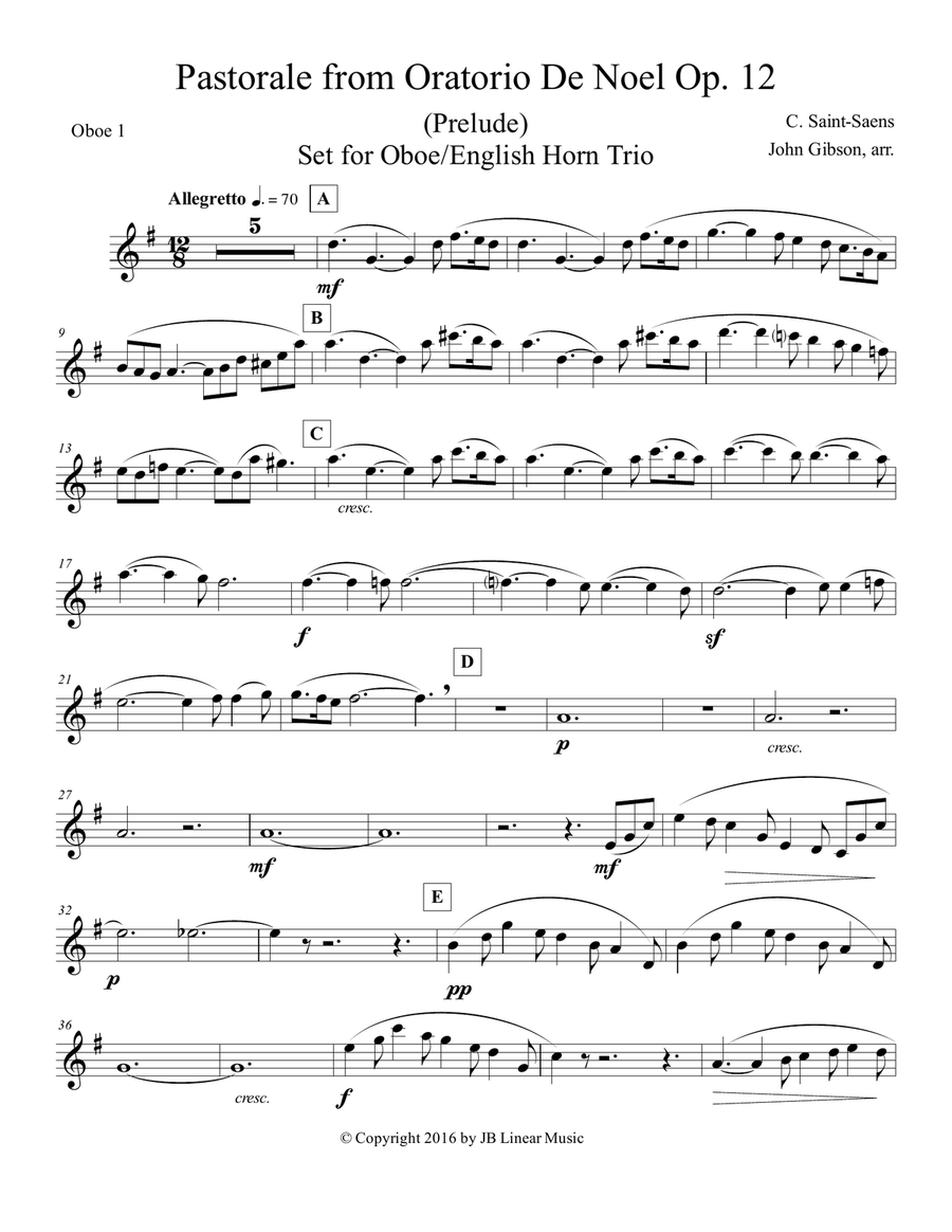Pastorale from Oratorio De Noel for Oboe/English Horn Trio Woodwind Trio scores gallery preview page 5