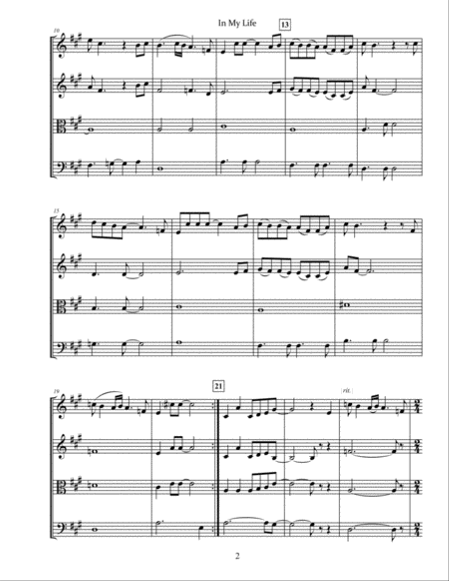 In My Life String Quartet scores gallery preview page 4