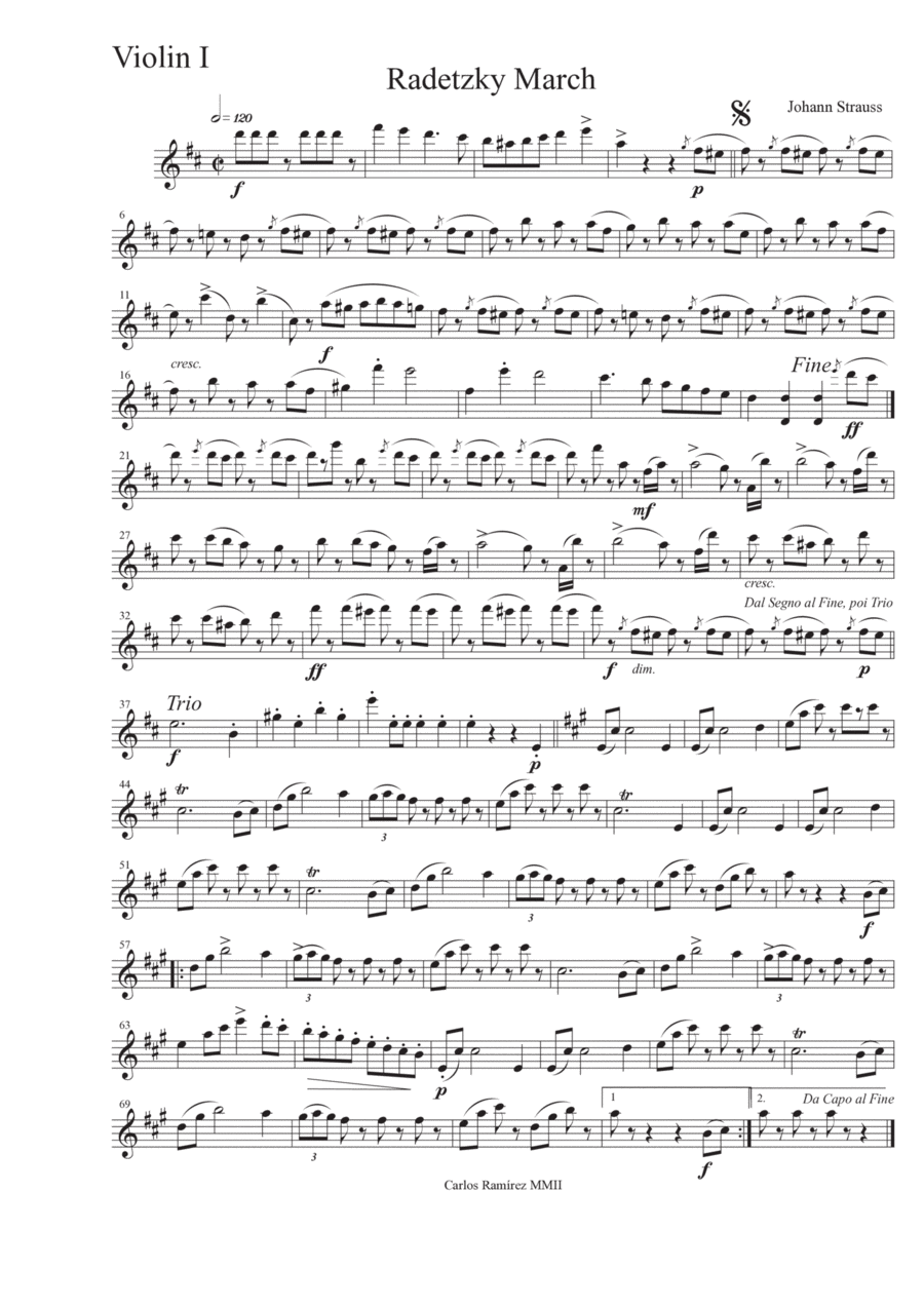 Radetzky March String Quartet scores gallery preview page 1