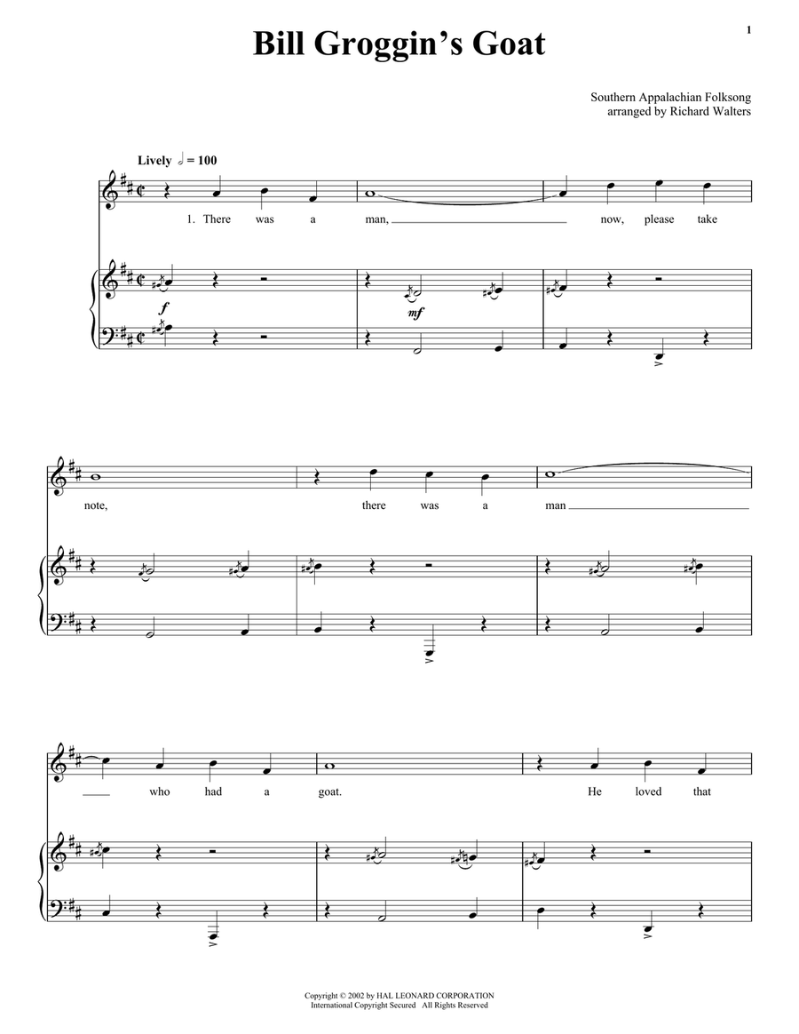 Bill Grogan's Goat Piano, Vocal scores gallery preview page 1