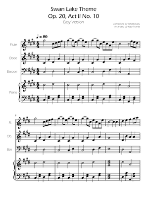 Swan Lake (theme) - Tchaikovsky - fl, ob, bsn Trio w/ Piano Accompaniment