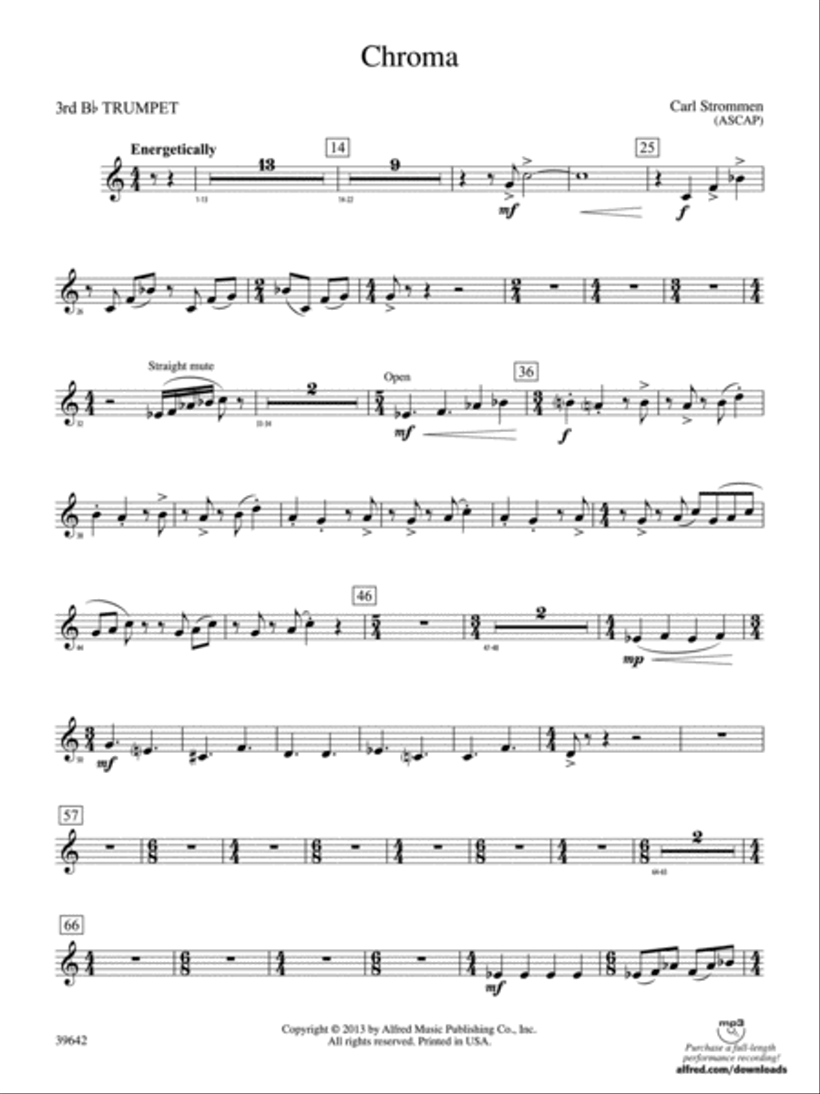 Chroma: 3rd B-flat Trumpet Concert Band scores gallery preview page 1