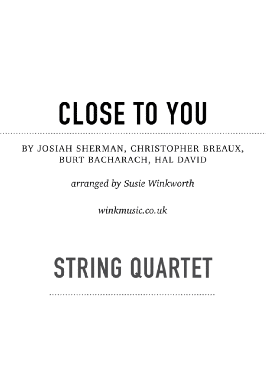 Close To You String Quartet scores gallery preview page 1