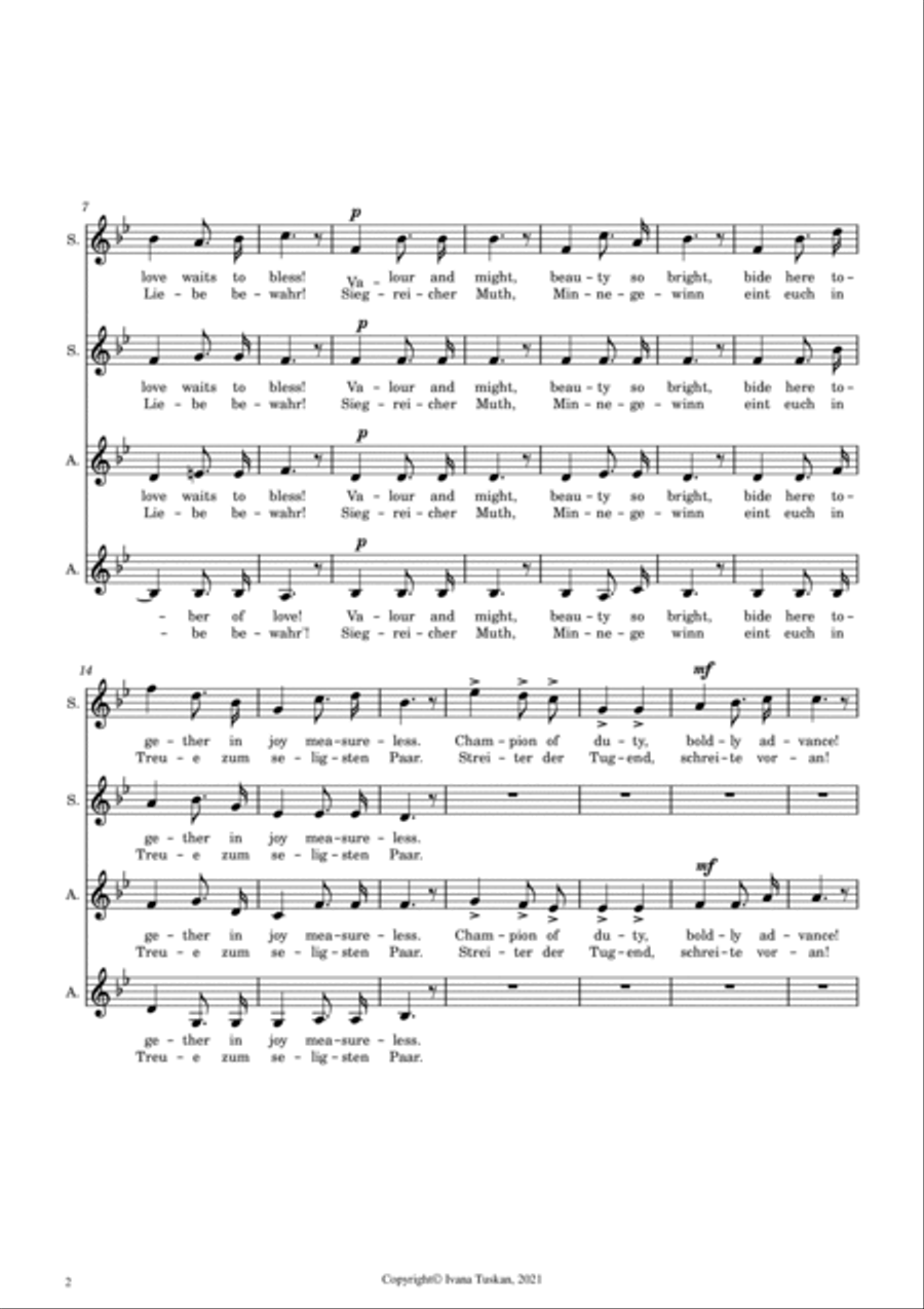 Wedding March (Bridal chorus) from Lohengrin, for SSAA a cappella SSAA scores gallery preview page 2