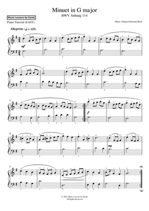 Minuet in G major (EASY PIANO) BWV Anhang 114 [Johann Sebastian Bach]