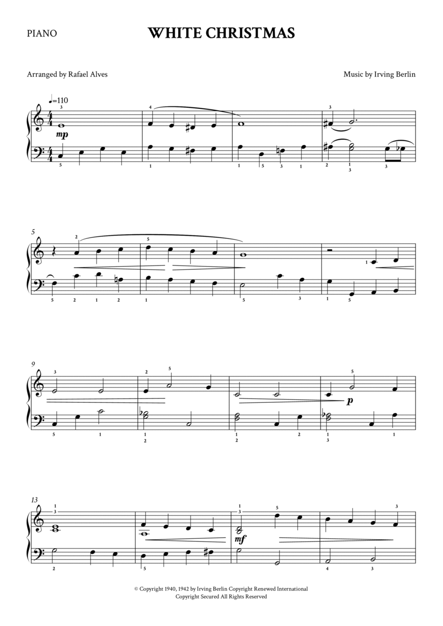 White Christmas Easy Piano scores gallery preview page 1