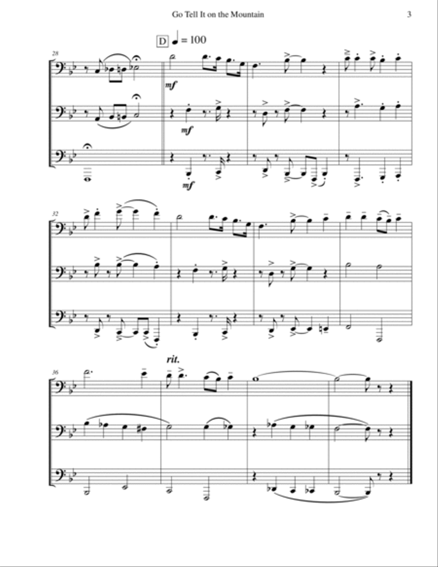 Go Tell It on the Mountain (Tuba Trio) Brass Trio scores gallery preview page 3
