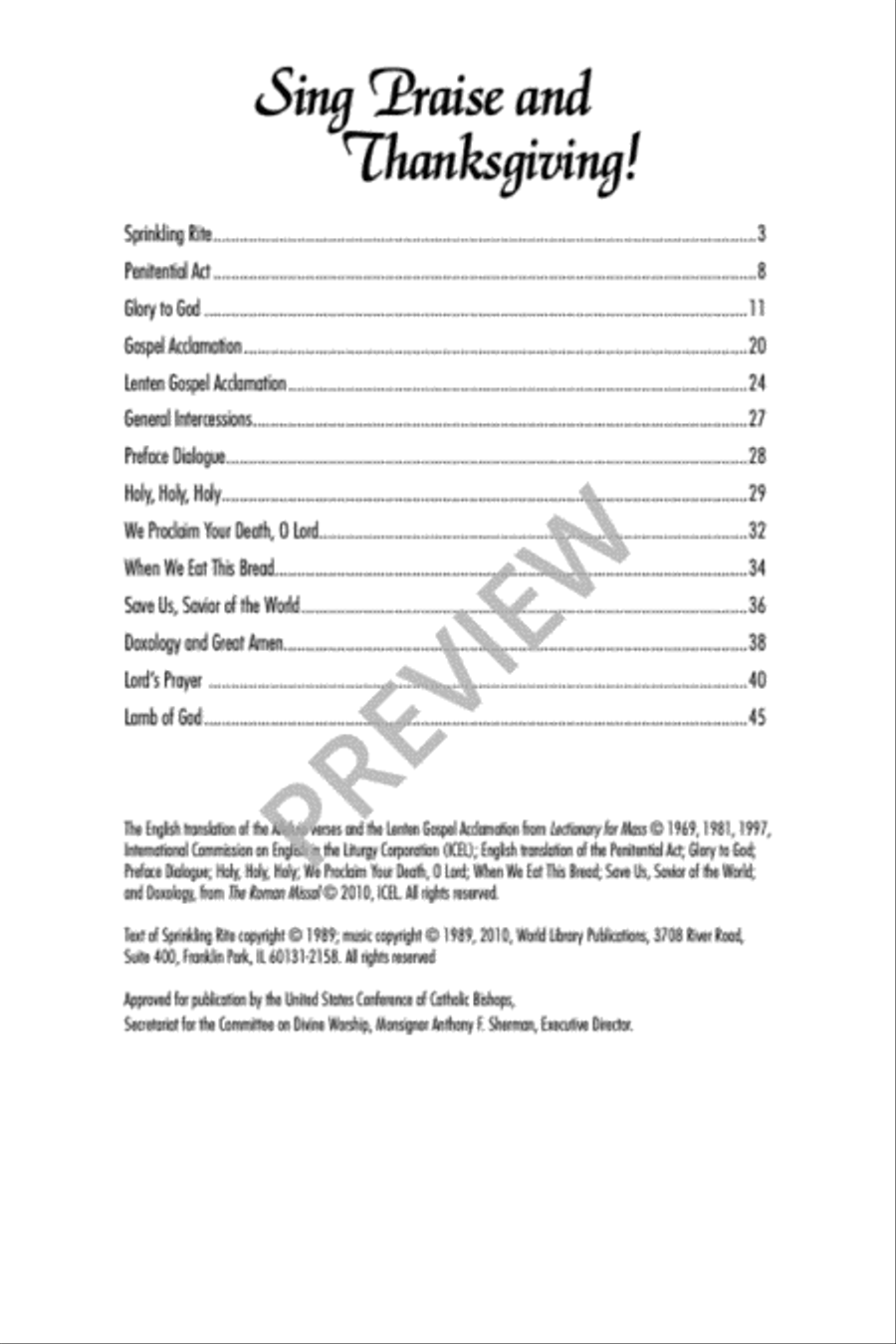 Sing Praise and Thanksgiving Mass-Full Score (revised) 4-Part scores gallery preview page 20