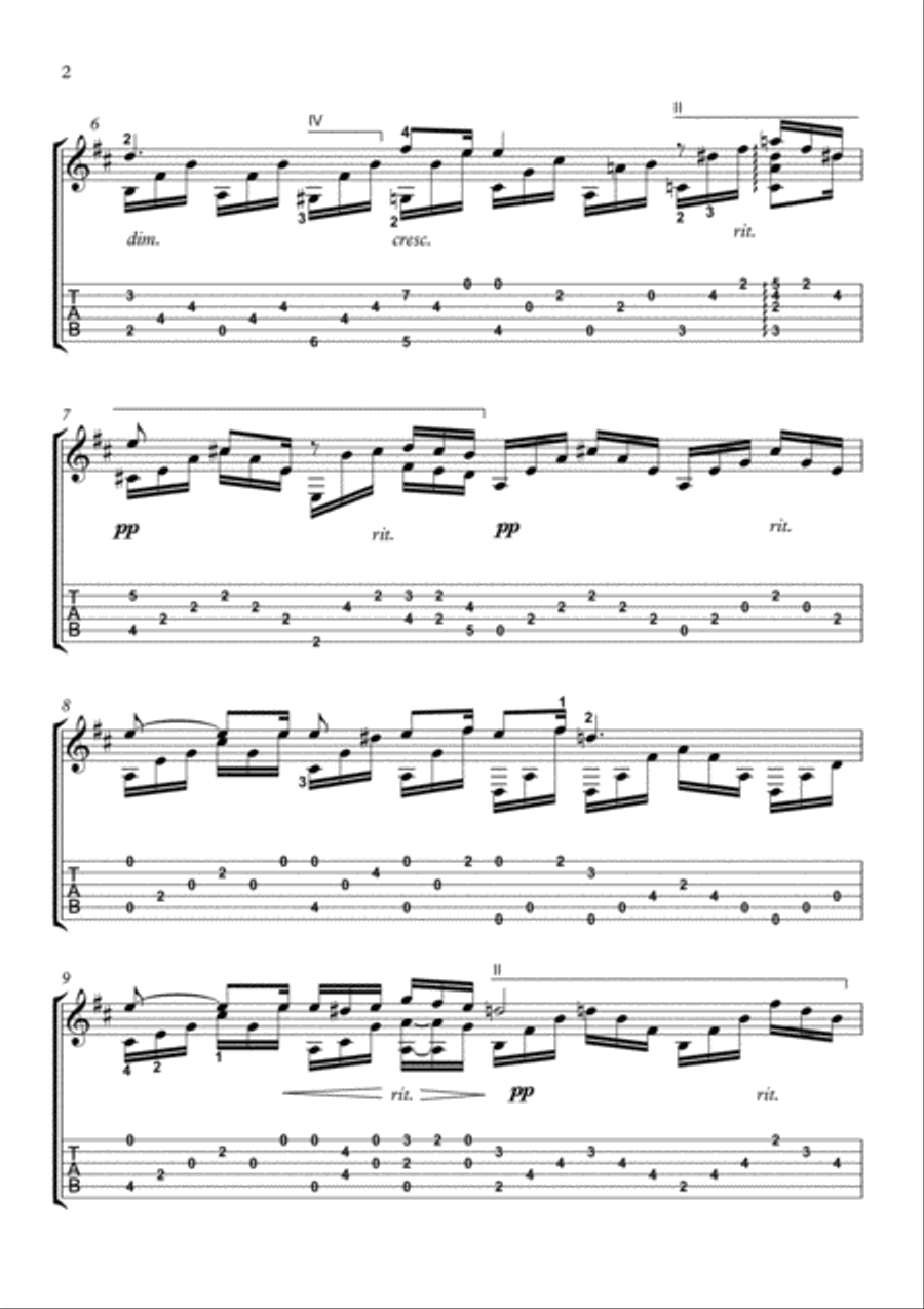 Ave Maria classical guitar solo with tablature Acoustic Guitar scores gallery preview page 2