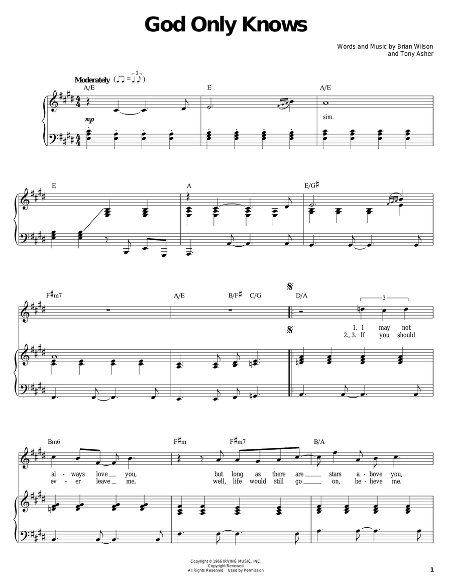 God Only Knows God Only Knows Piano, Vocal scores gallery preview page 1