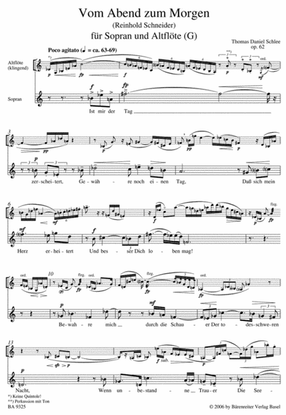 Vom Abend zum Morgen for Soprano and Alto Flute op. 62