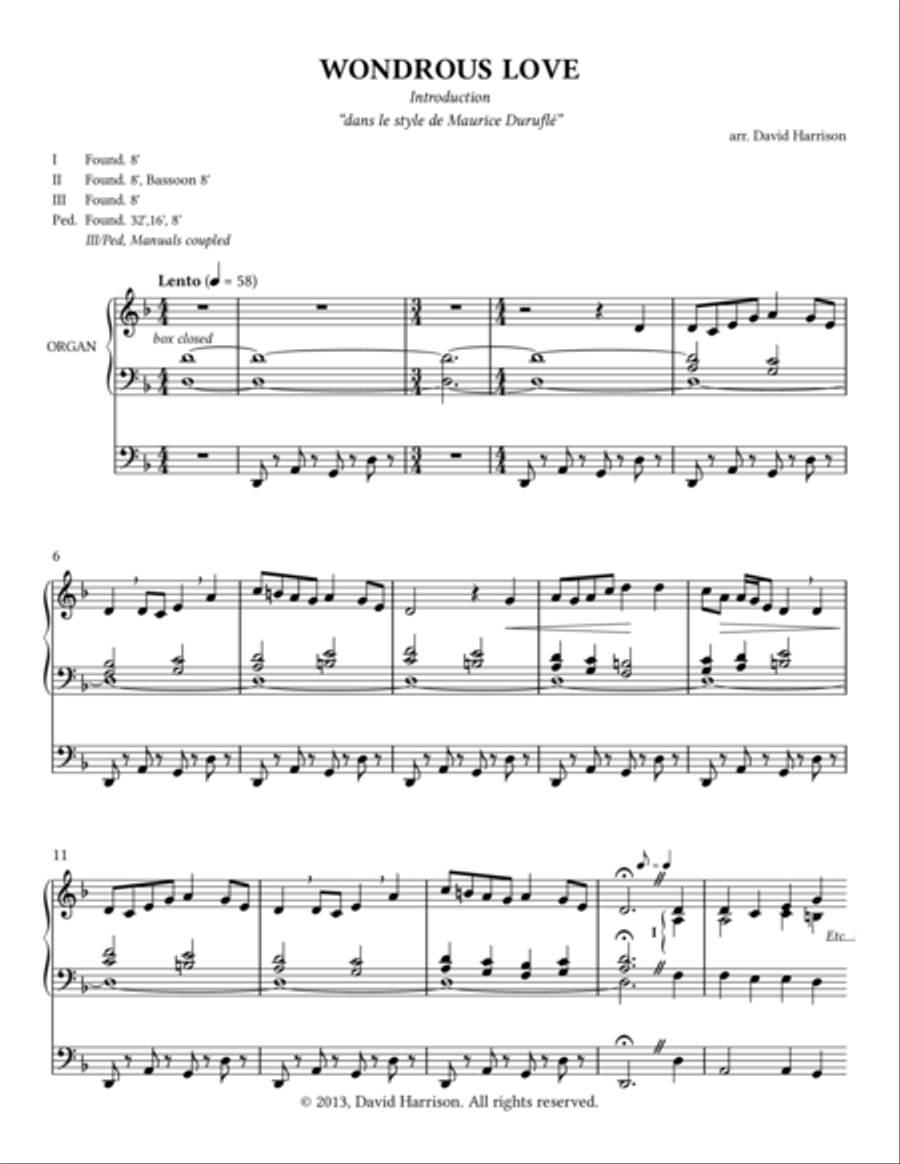 WONDROUS LOVE - Introduction, Interlude, Free Accompaniment, Organ Refrain Organ Solo scores gallery preview page 2