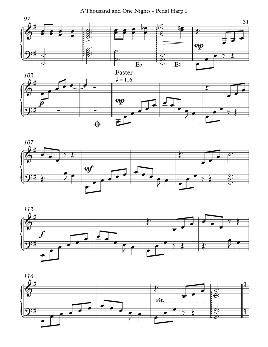 A Thousand and One Nights, Op 346 - Pedal Harp I Pedal Harp scores gallery preview page 6