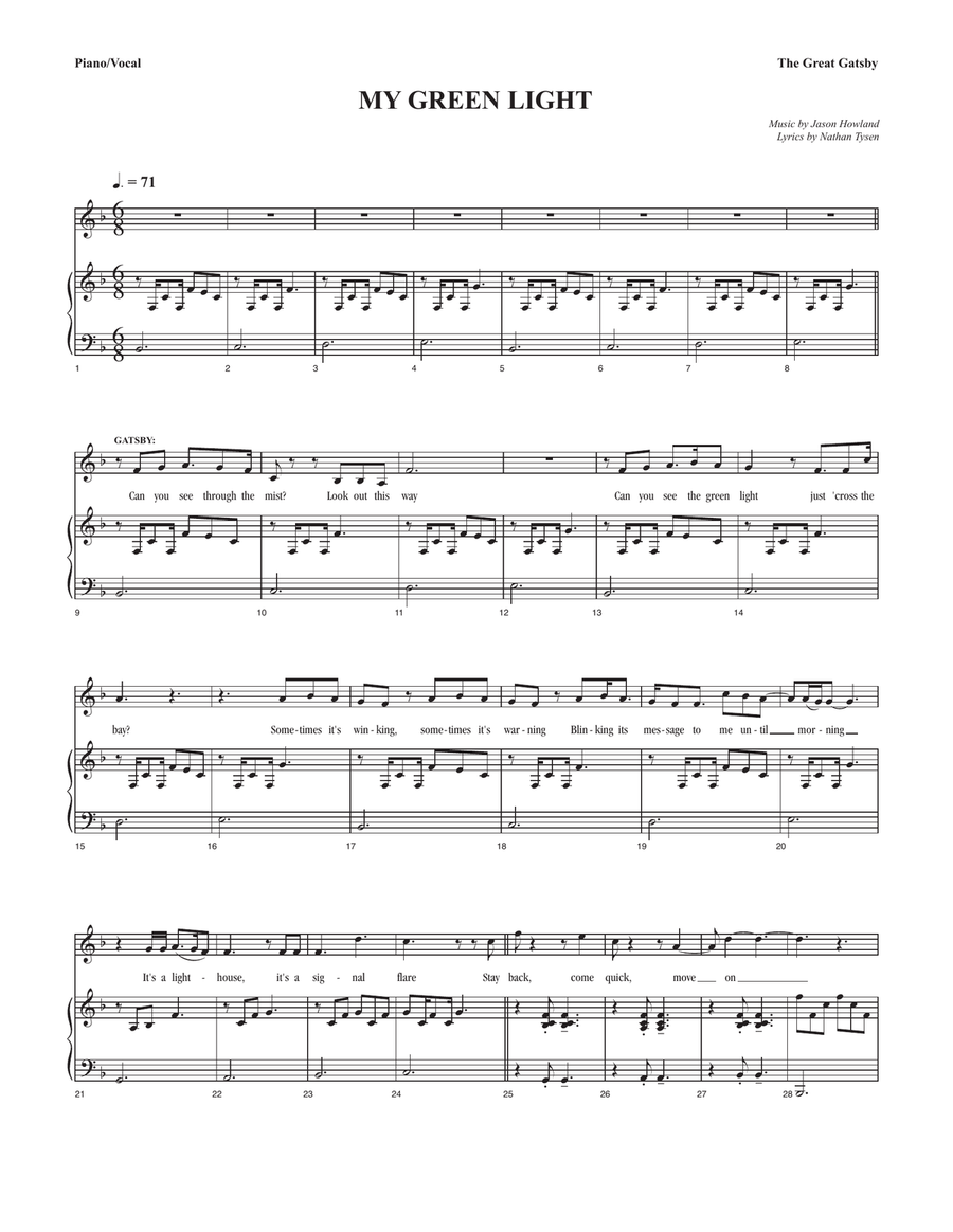My Green Light Tenor Voice scores gallery preview page 1