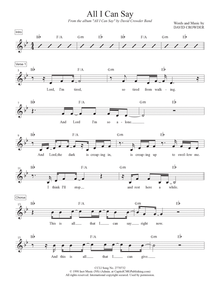 All I Can Say Piano scores gallery preview page 1