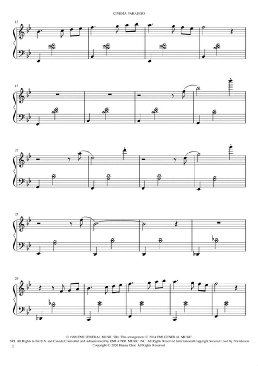 Cinema Paradiso Cinema Paradiso Piano Solo scores gallery preview page 2
