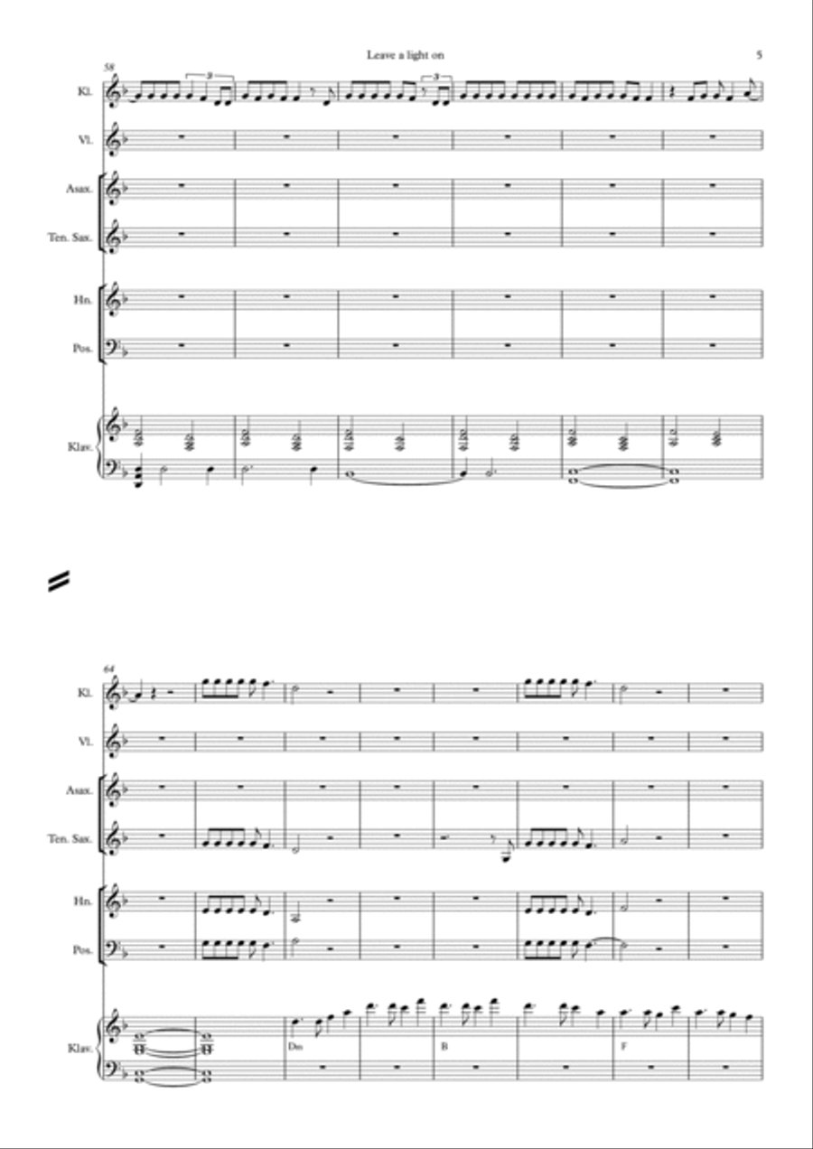 Leave A Light On Concert Band scores gallery preview page 5