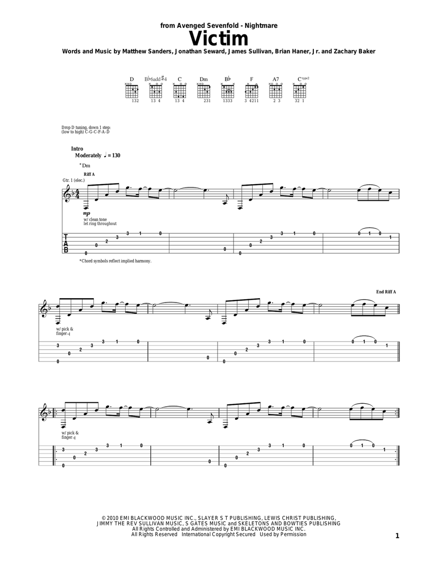 Victim Acoustic Guitar scores gallery preview page 1