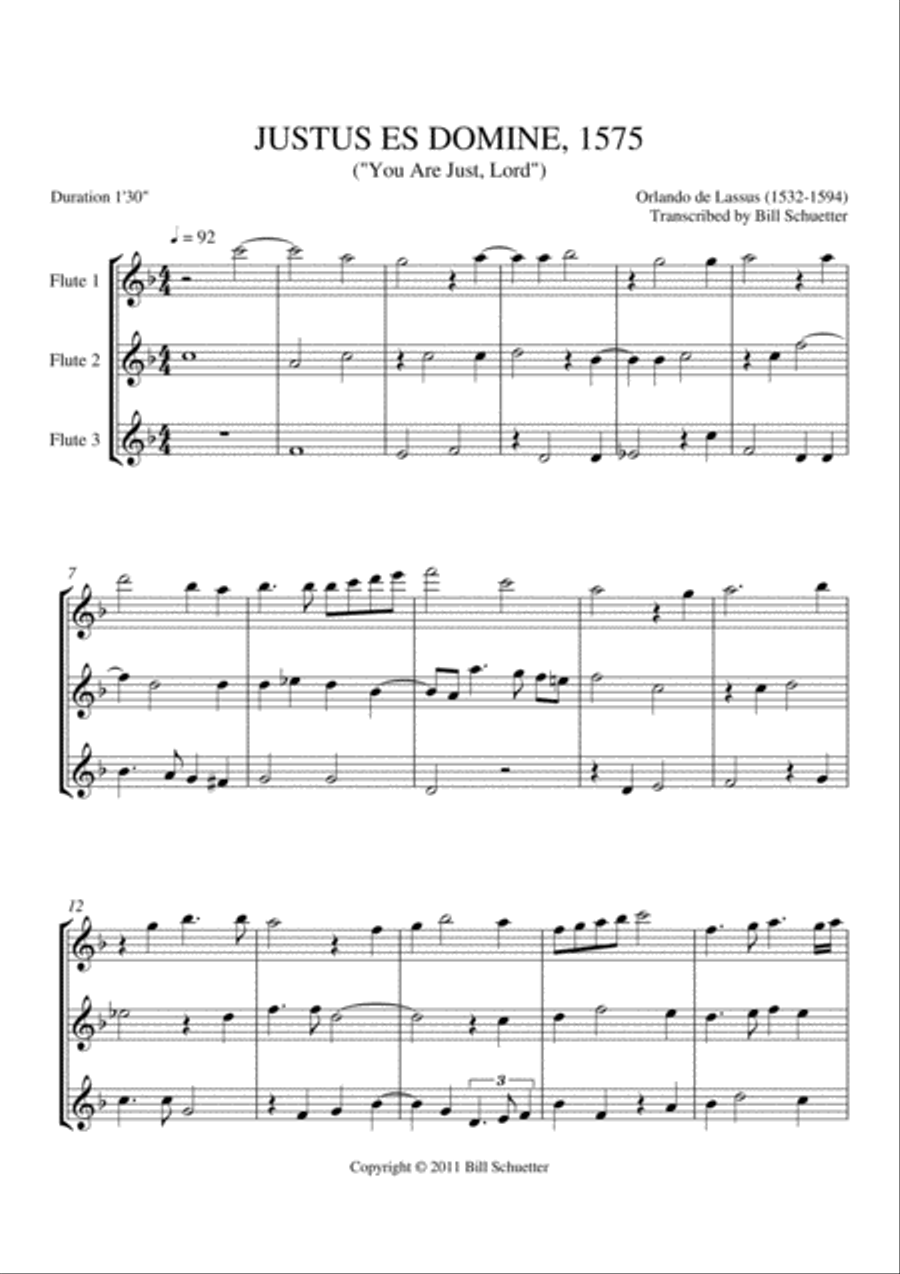 Justus Es, Domine Justus Es, Domine Flute Trio scores gallery preview page 2