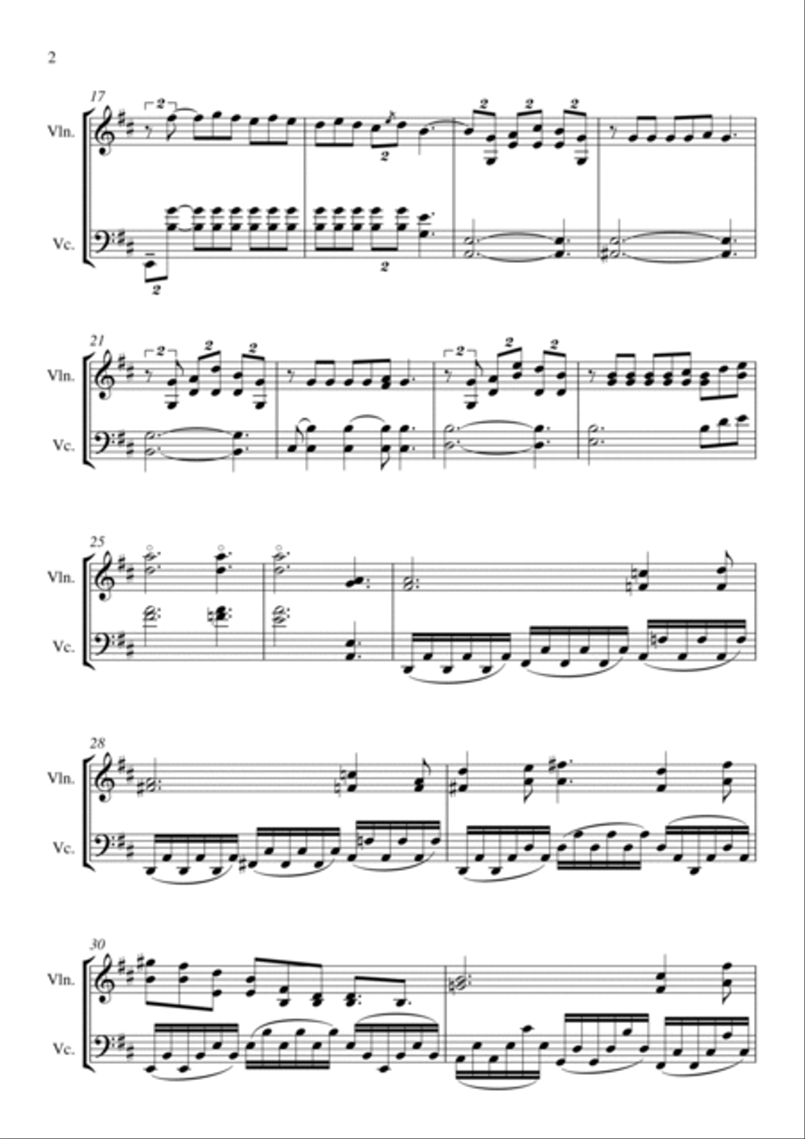 Clair de Lune by Claude Debussy arranged for Violin & Cello Duet by the Chapel Hill Duo String Duet scores gallery preview page 3