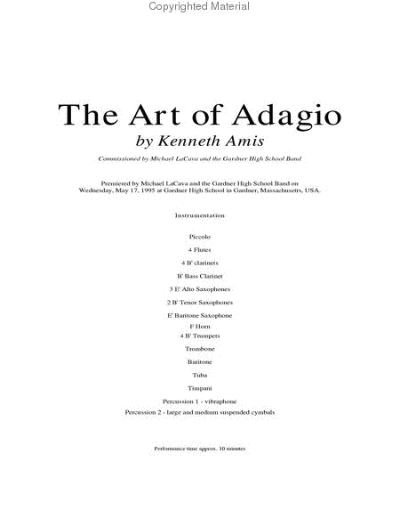 The Art of Adagio - STUDY SCORE ONLY image number null