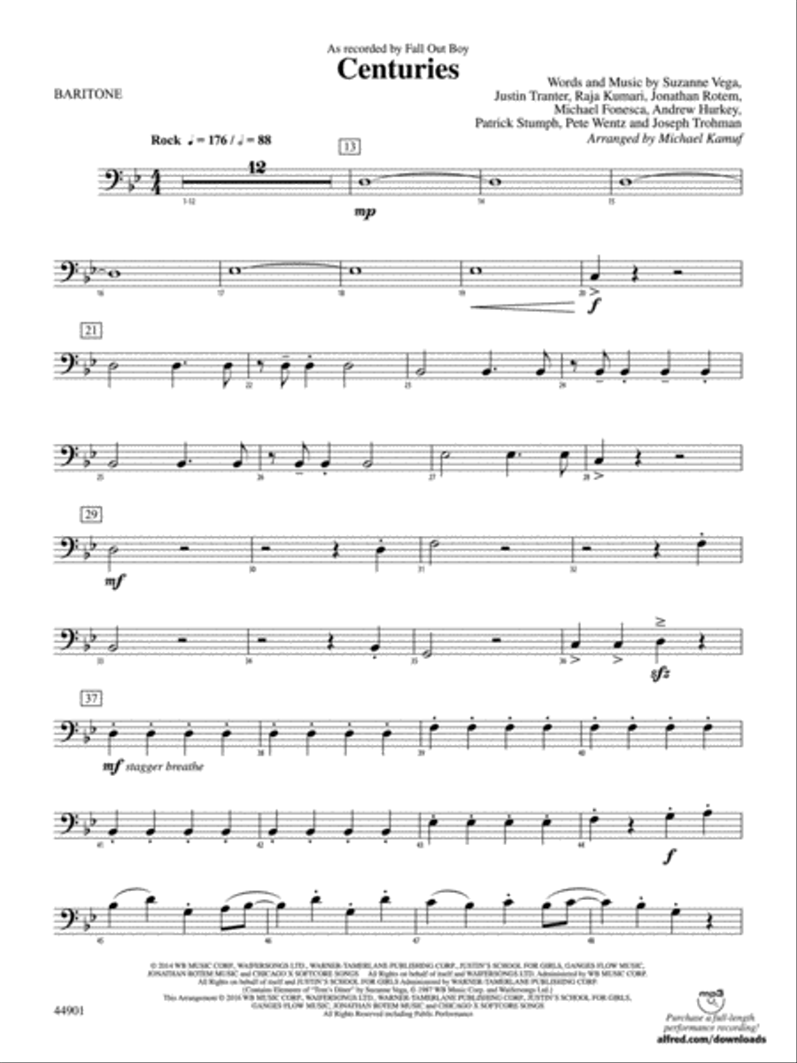 Centuries: Baritone B.C. Concert Band scores gallery preview page 1