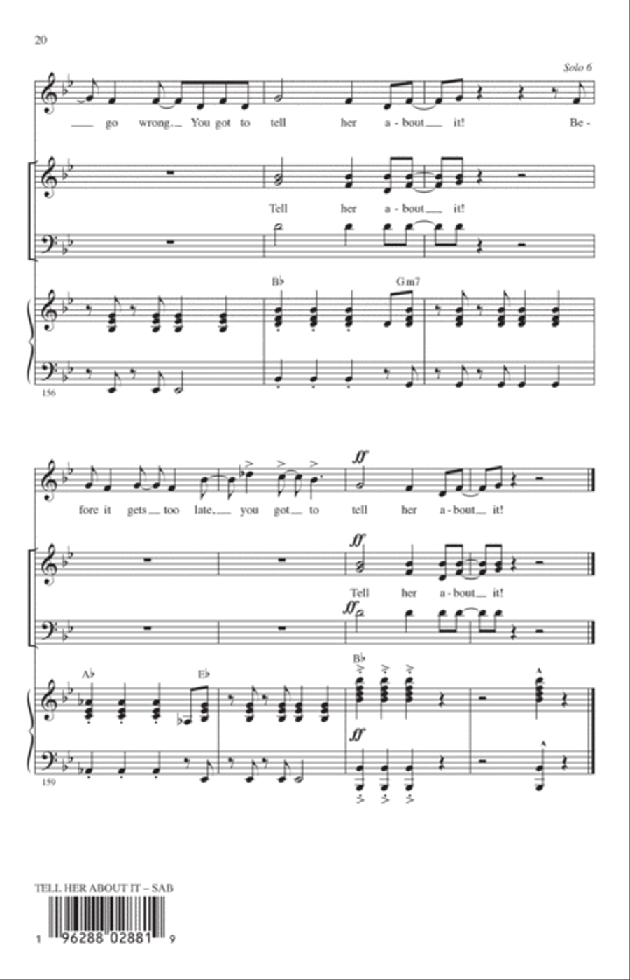 Tell Her About It (arr. Jack Zaino) 3-Part scores gallery preview page 18