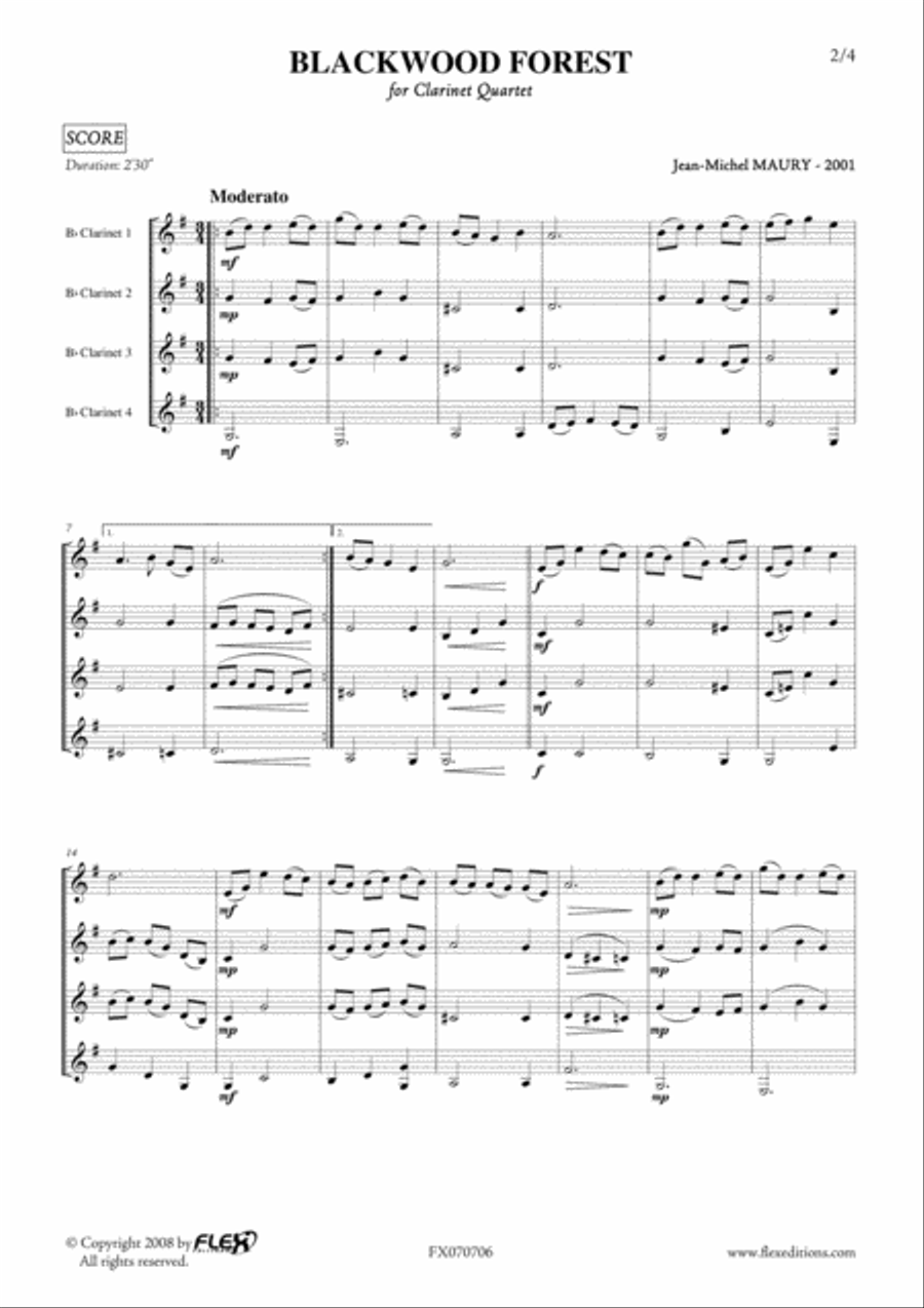 Blackwood Forest Clarinet Quartet scores gallery preview page 2