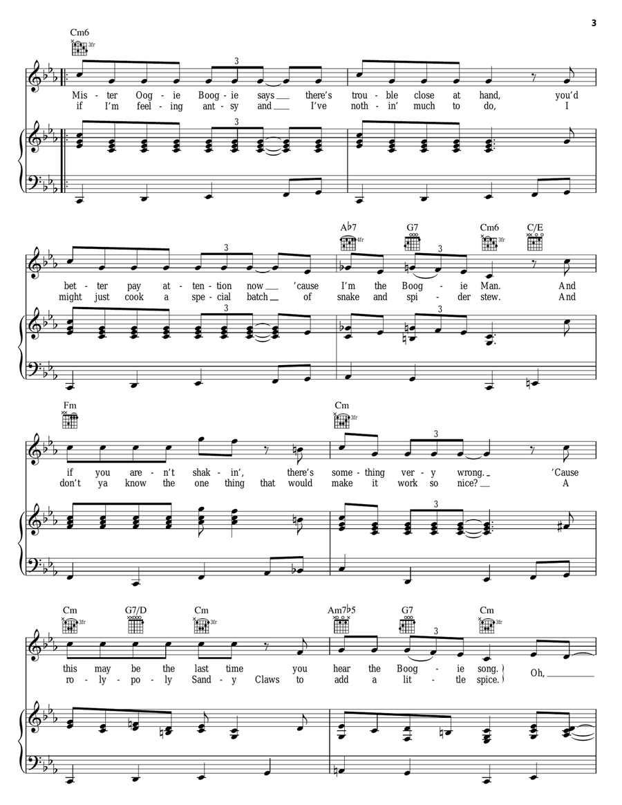 Oogie Boogie's Song (from The Nightmare Before Christmas) Piano, Vocal, Guitar scores gallery preview page 3