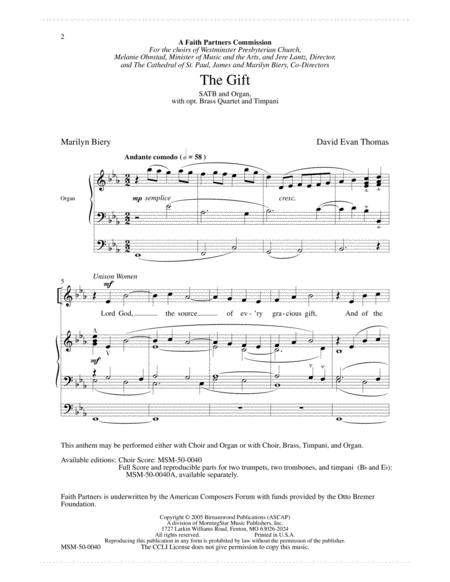 The Gift (Choral Score) image number null