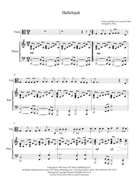 Hallelujah (viola & piano) image number null