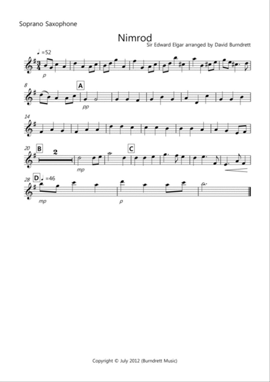Nimrod (from the Enigma Variations) for Saxophone Quartet Saxophone Quartet scores gallery preview page 3